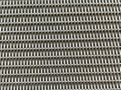 A piece of sintered wire mesh panel with dutch weave reinforcement mesh.